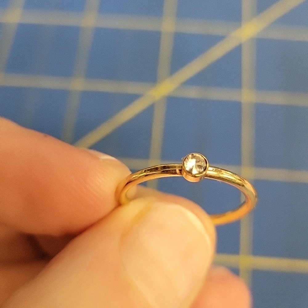 Diamond Faux Solitaire Gold Tone Band Size 6